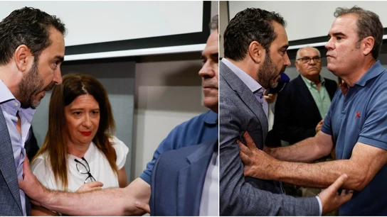 El empresario Víctor de Aldama (i), investigado en el caso Koldo, se enfrenta al empresario Pérez Dolset, que intercede ante Leire Díez. El empresario Víctor de Aldama (i), investigado en el caso Koldo, se enfrenta al empresario Pérez Dolset, que intercede ante Leire Díez.